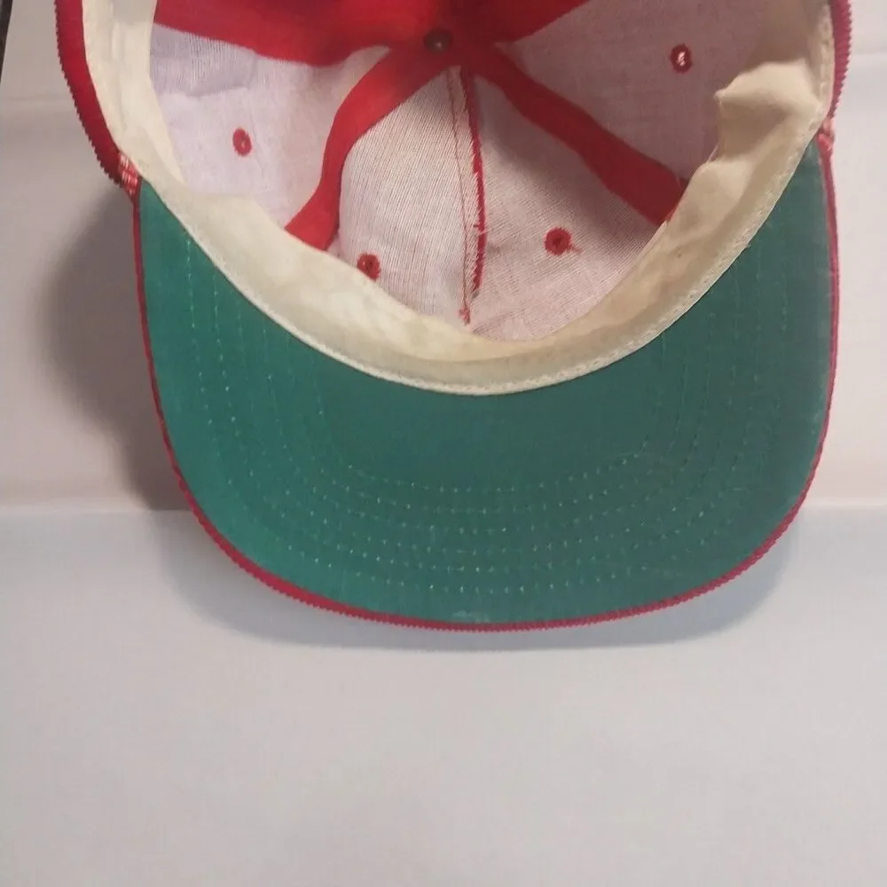 Red Corduroy Hat With A G On It